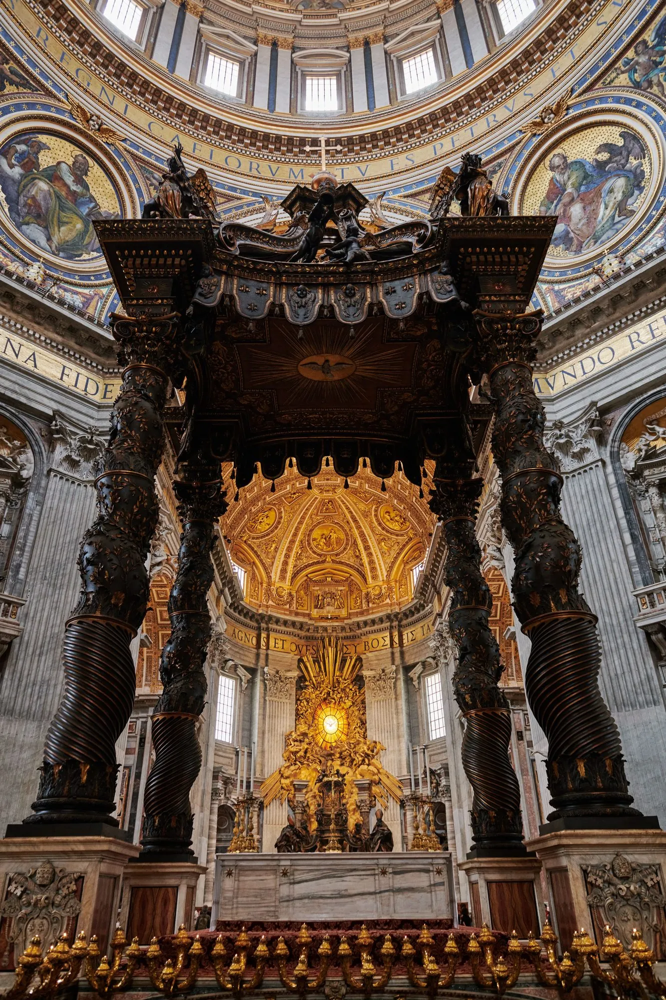 The papal altar under Bernini's canopy, over the tomb of St. Peter